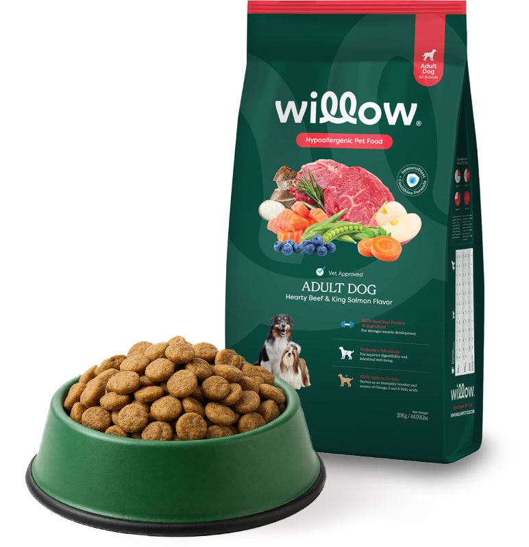 Willow Adult Dog Food with kibbles